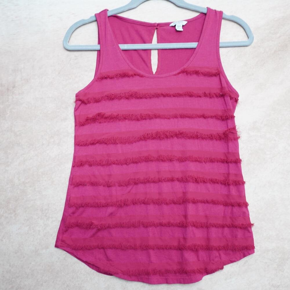 Guess Fringe Stripe Tank Top Red XS Y2K